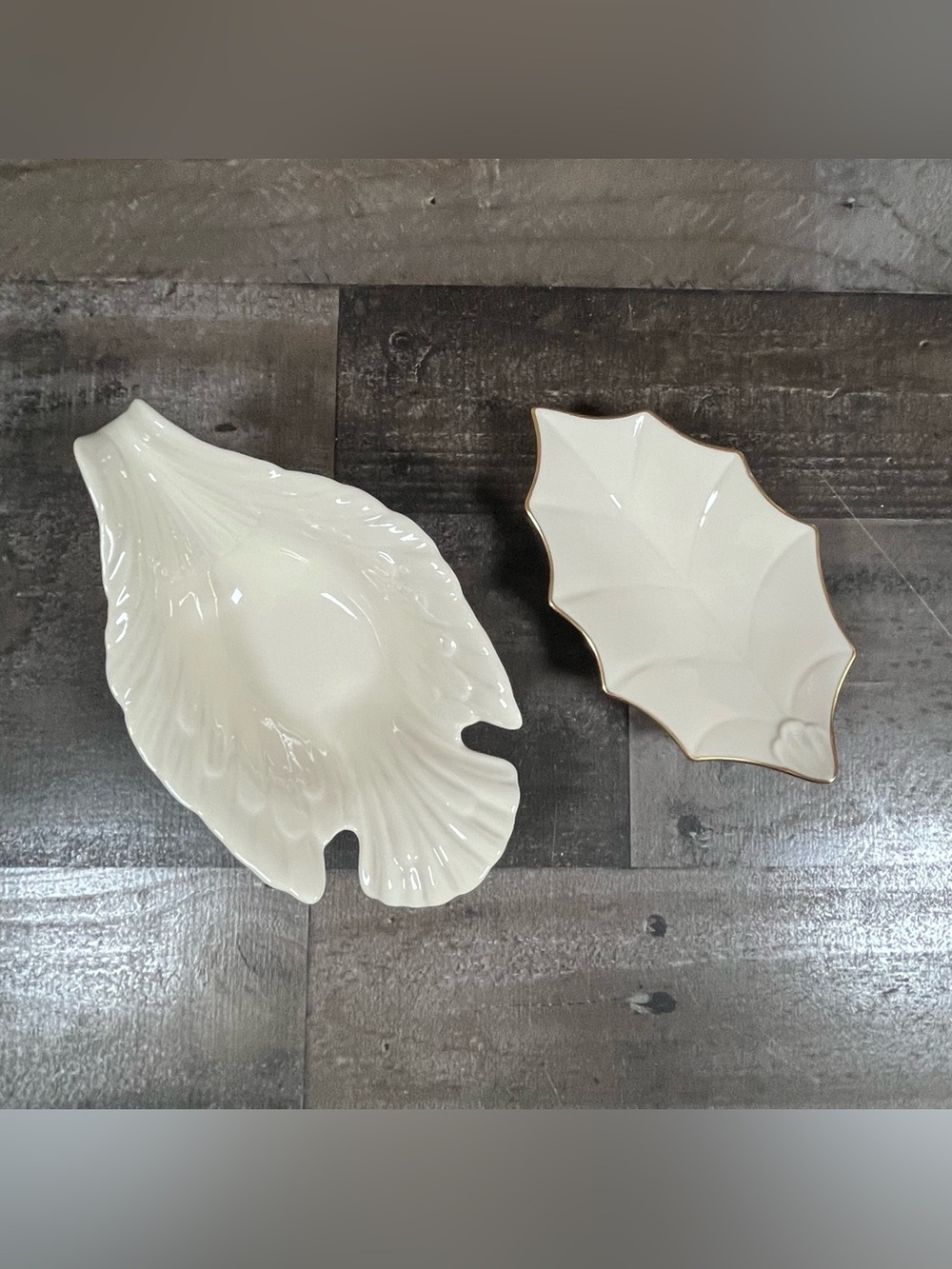 Lot of 2 Lenox Gravy Bowl Candy Dish Dove of peace Ivory & Leaf Dish Gold Trim